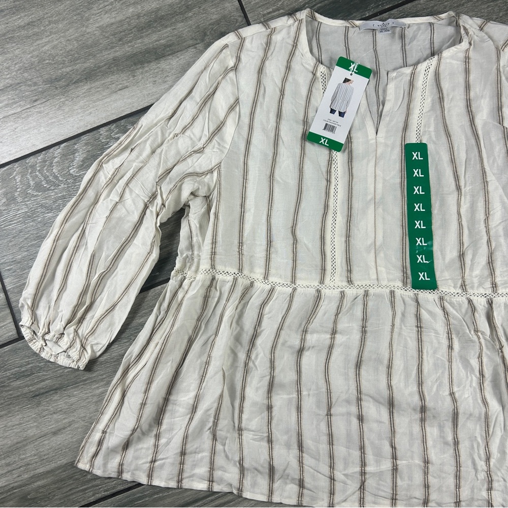 Fever Cream and Brown Striped Long Sleeve Top - Picture 5 of 12